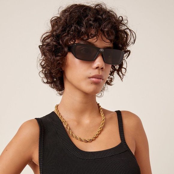 Balenciaga BB0080S 001 Sunglasses Black Grey Rectangular Square Unisex - Picture 11 of 11